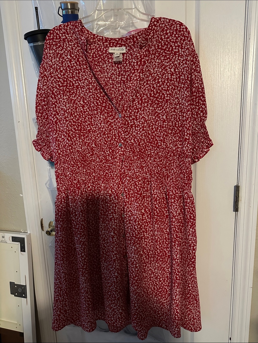 Kate and Lily Red Floral Shirt Dress - Picture 2 of 3
